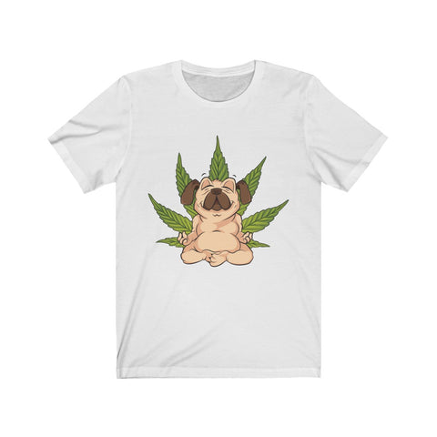 Image of Meditating Dog With Hemp Leaf Tee