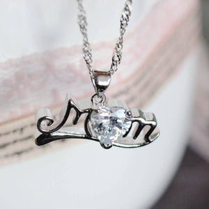 Pearl or Diamond Heart Mom Necklace