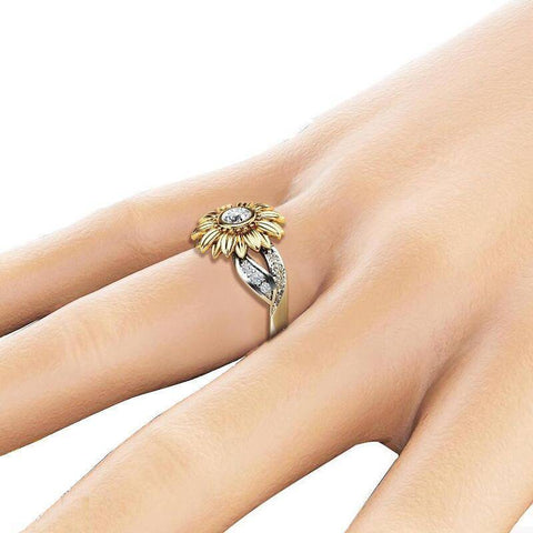 Image of Elegant Sterling Silver & Gold Sunflower Ring