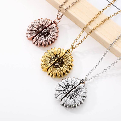 Image of You Are My Sunshine Sunflower Necklaces For Ladies
