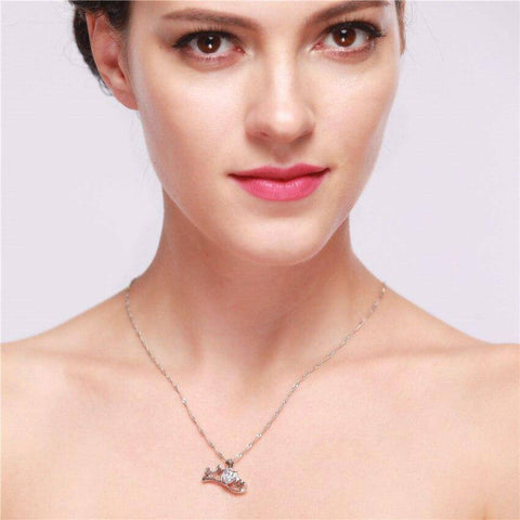 Image of Pearl or Diamond Heart Mom Necklace