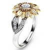 Elegant Sterling Silver & Gold Sunflower Ring
