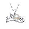 Pearl or Diamond Heart Mom Necklace